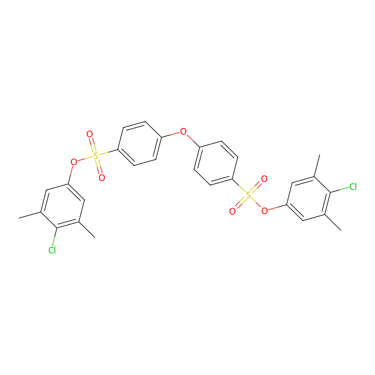 4-Chloro-3,5-dimethylphenyl 4-{4-[(4-chloro-3,5-dimethylphenoxy)sulfonyl]phenoxy}benzene-1-sulfonate molecular structure, CAS 2361872-93-5