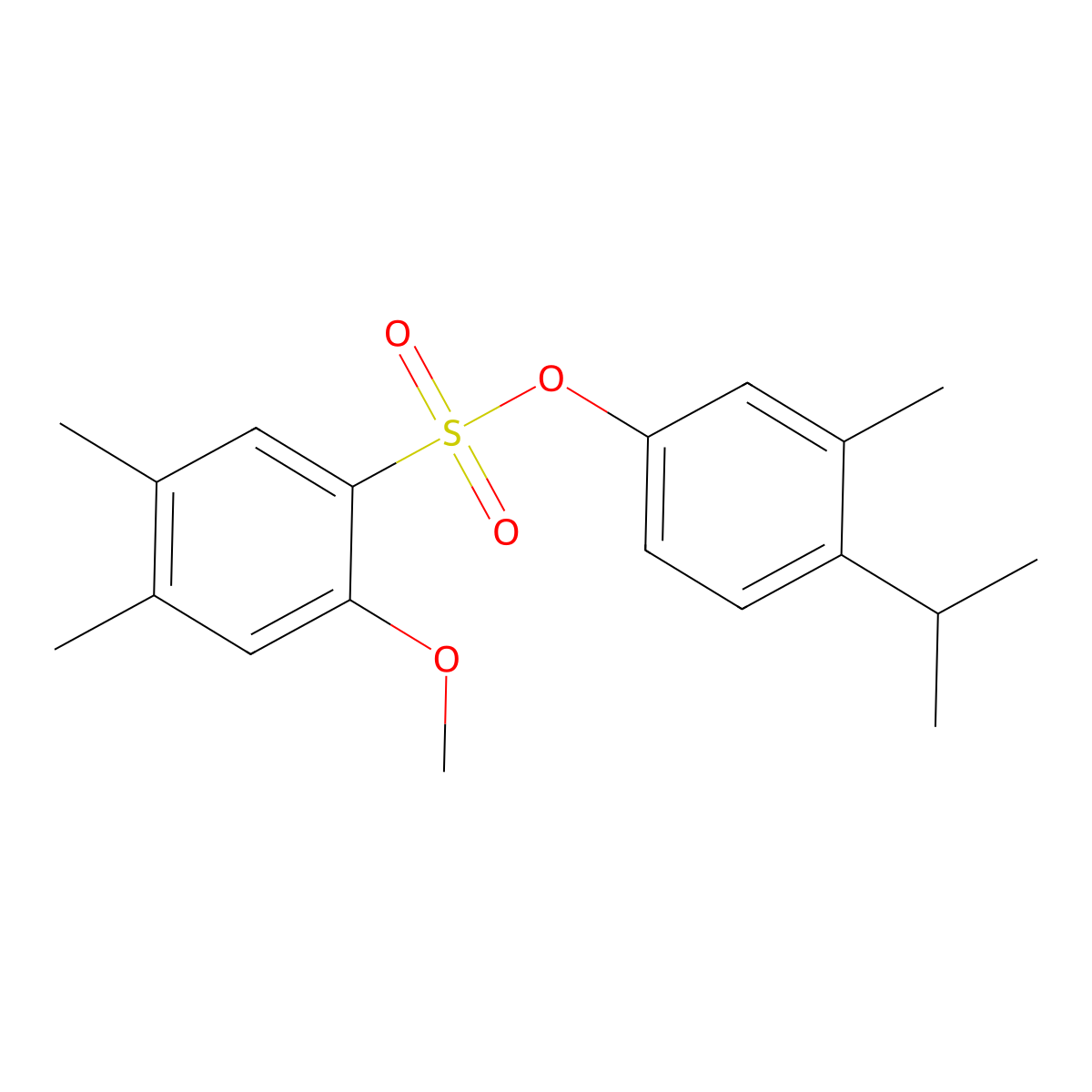 3-Methyl-4-(propan-2-yl)phenyl 2-methoxy-4,5-dimethylbenzene-1-sulfonate molecular structure, CAS 2361873-35-8