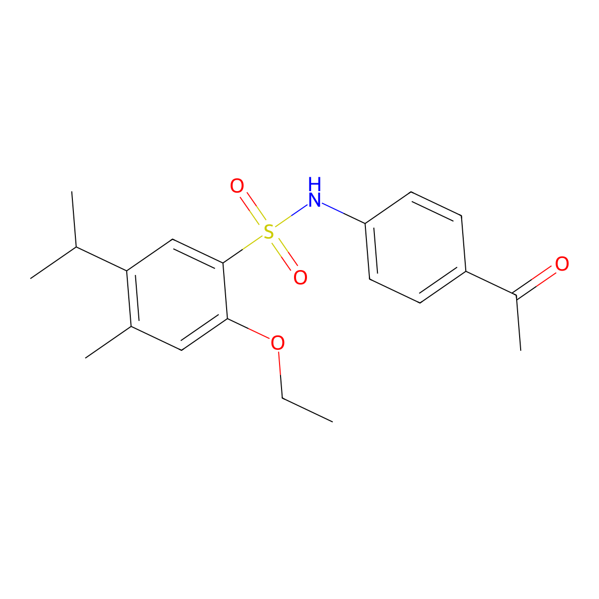 N-(4-acetylphenyl)-2-ethoxy-4-methyl-5-(propan-2-yl)benzene-1-sulfonamide molecular structure, CAS 2361873-76-7