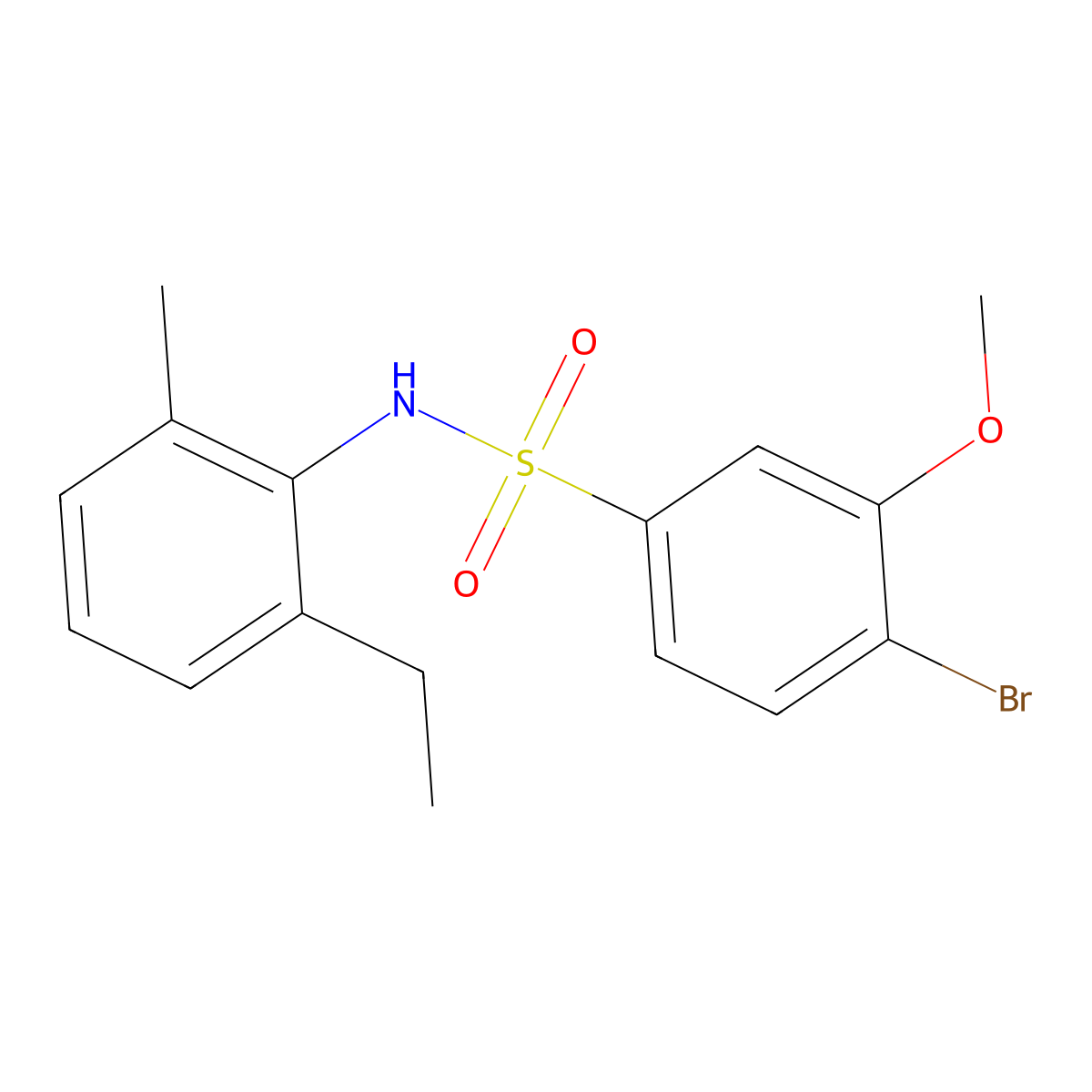 4-bromo-N-(2-ethyl-6-methylphenyl)-3-methoxybenzene-1-sulfonamide molecular structure, CAS 2361878-71-7