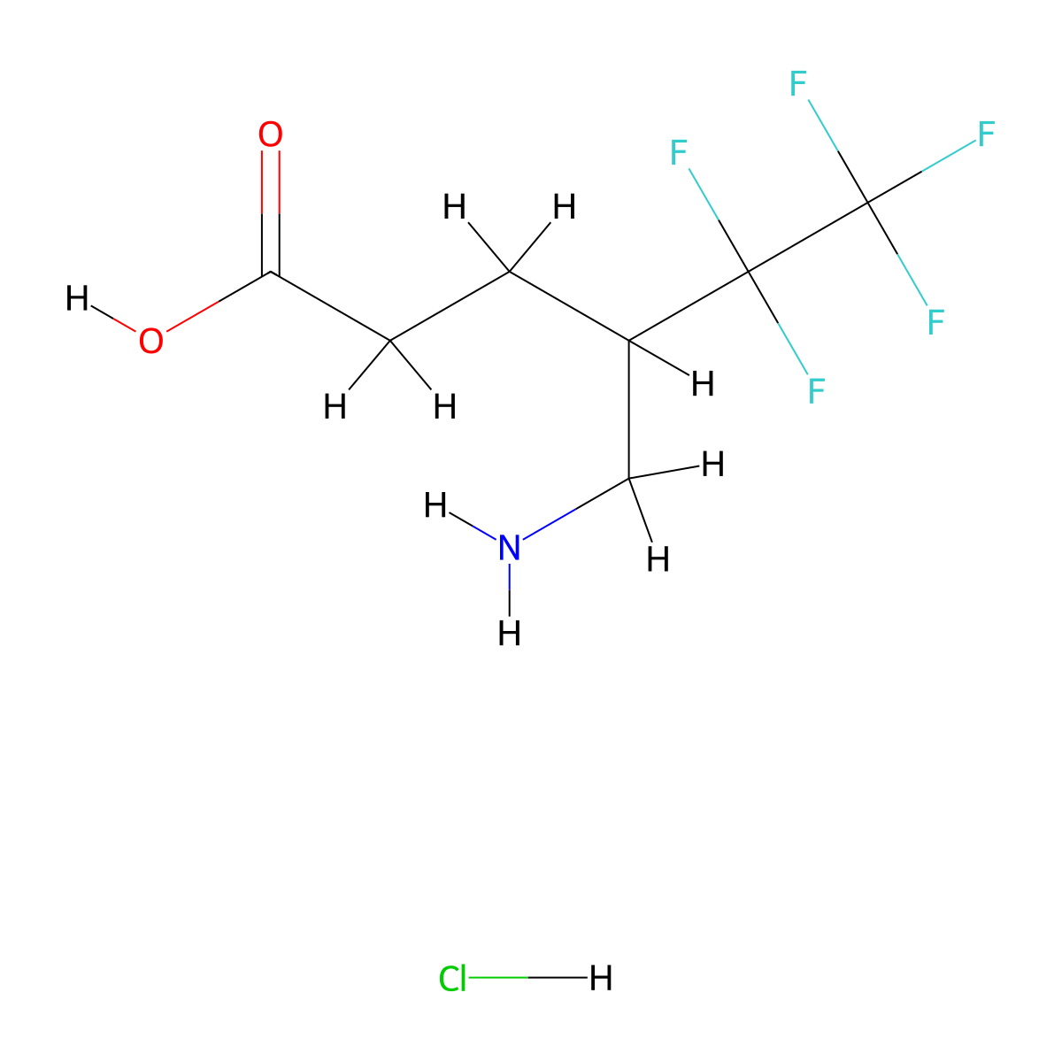 4-(Aminomethyl)-5,5,6,6,6-pentafluorohexanoic acid hydrochloride molecular structure, CAS 2361879-53-8