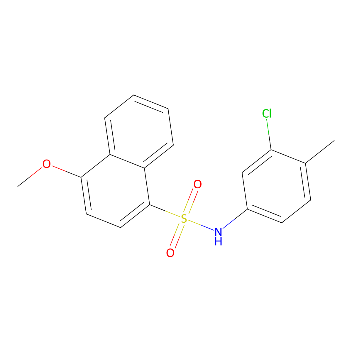 N-(3-chloro-4-methylphenyl)-4-methoxynaphthalene-1-sulfonamide molecular structure, CAS 2361880-45-5
