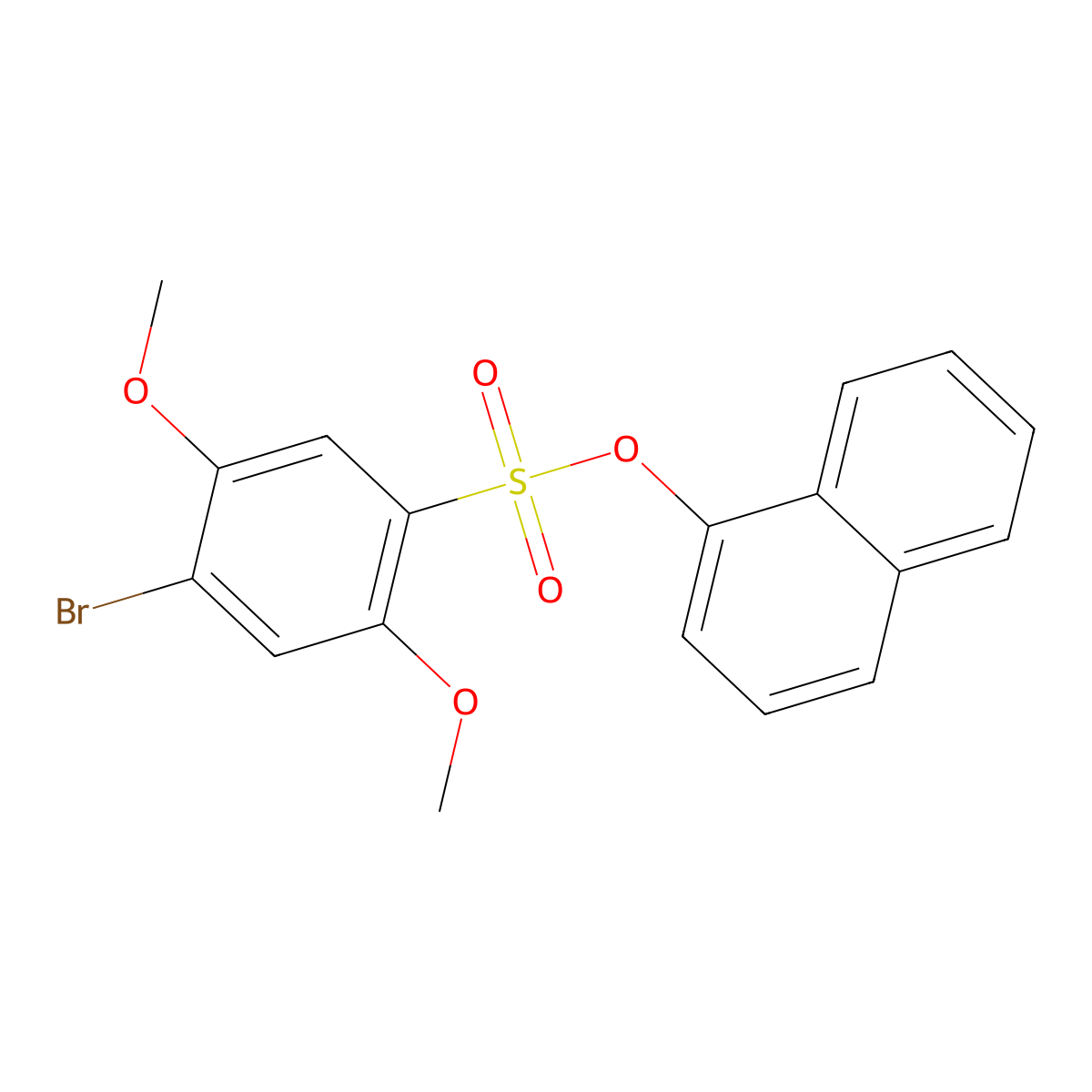 Naphthalen-1-yl 4-bromo-2,5-dimethoxybenzene-1-sulfonate molecular structure, CAS 2361882-32-6