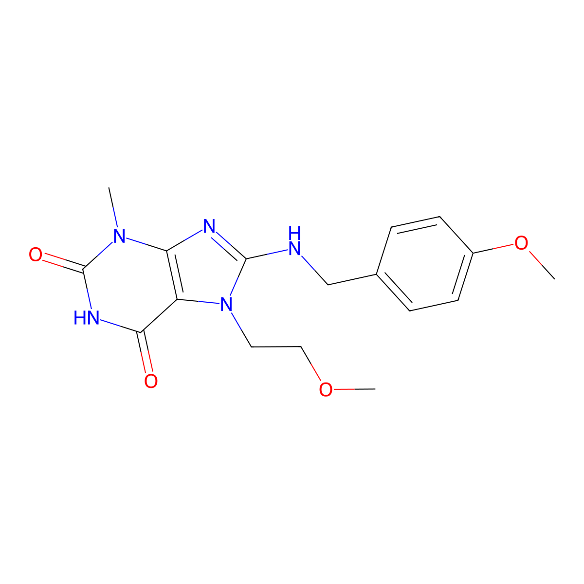 7-(2-methoxyethyl)-3-methyl-8-{[(4-methylphenyl)methyl]amino}-2,3,6,7-tetrahydro-1H-purine-2,6-dione molecular structure, CAS 2361885-90-5