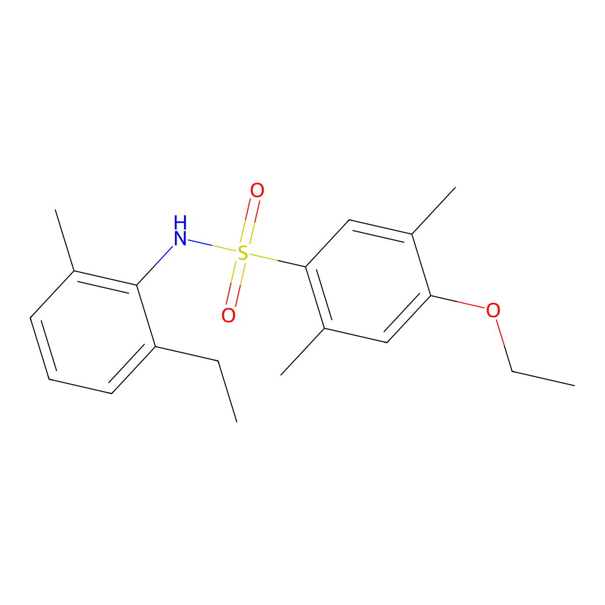 4-ethoxy-N-(2-ethyl-6-methylphenyl)-2,5-dimethylbenzene-1-sulfonamide molecular structure, CAS 2361894-92-8