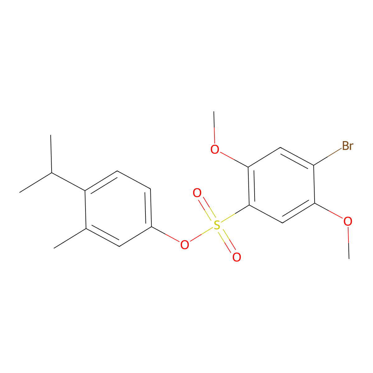 3-Methyl-4-(propan-2-yl)phenyl 4-bromo-2,5-dimethoxybenzene-1-sulfonate molecular structure, CAS 2361895-02-3