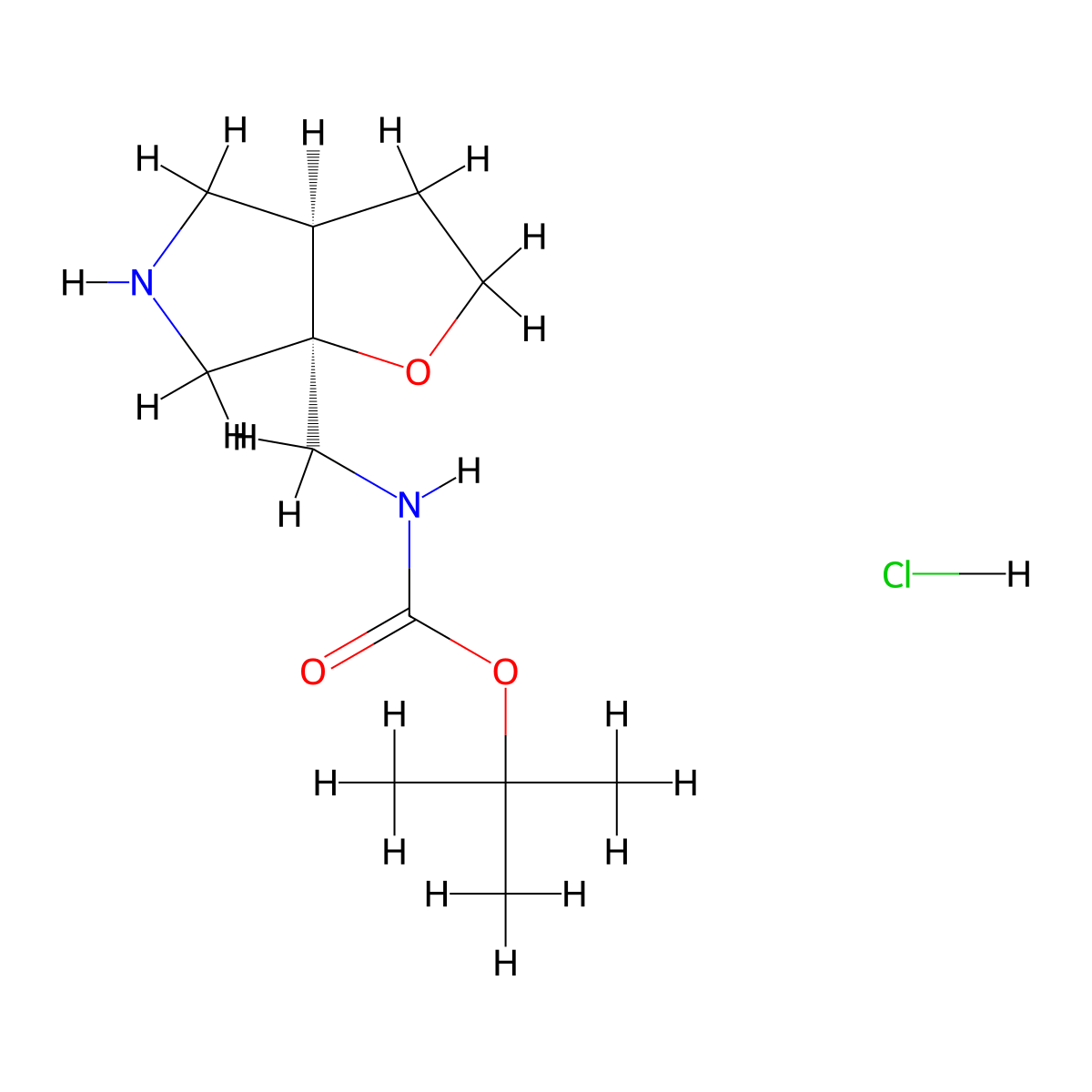 rac-tert-butyl N-{[(3aR,6aR)-hexahydro-2H-furo[2,3-c]pyrrol-6a-yl]methyl}carbamate hydrochloride molecular structure, CAS 2361895-80-7