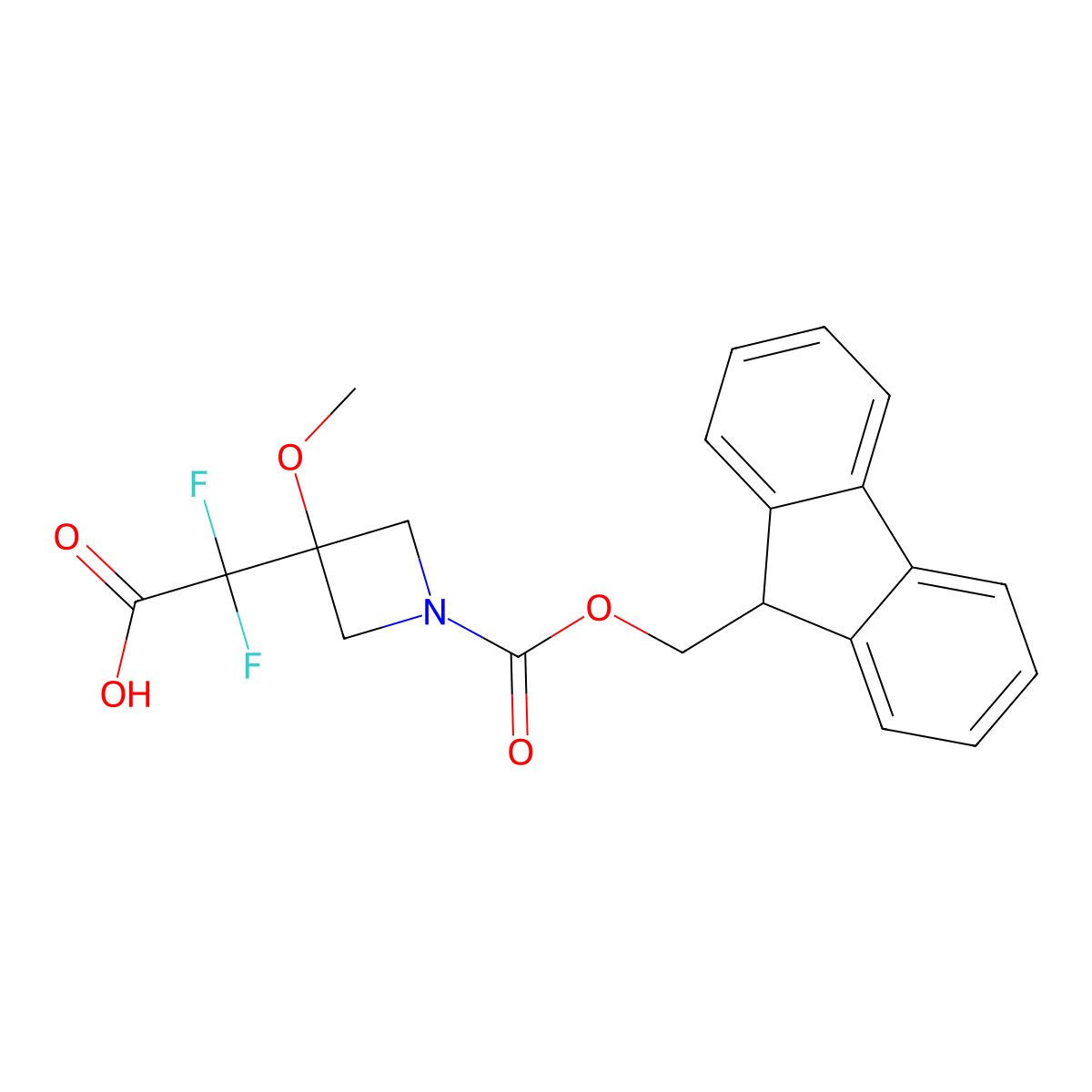2-(1-{[(9H-fluoren-9-yl)methoxy]carbonyl}-3-methoxyazetidin-3-yl)-2,2-difluoroacetic acid molecular structure, CAS 2361898-56-6