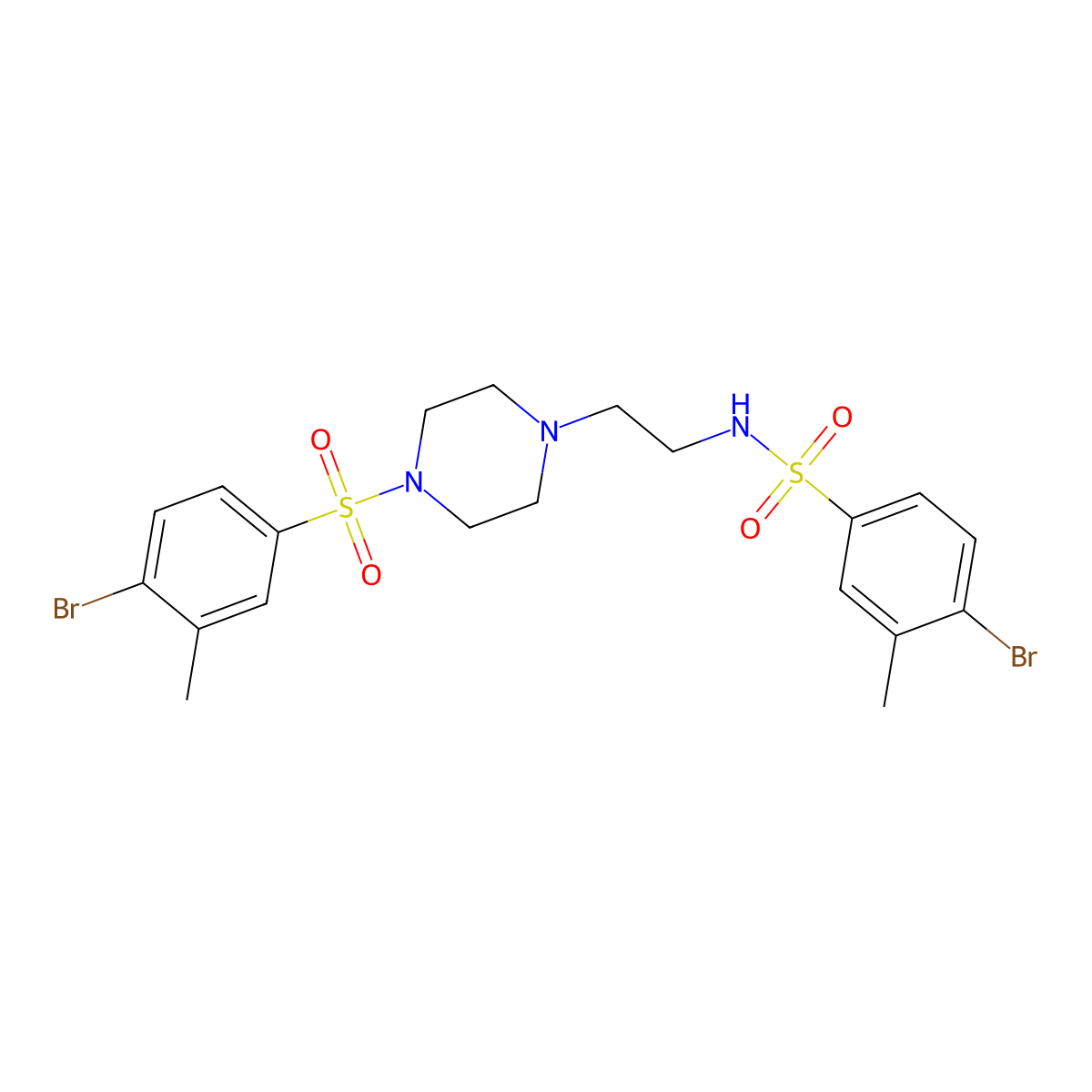 4-bromo-N-{2-[4-(4-bromo-3-methylbenzenesulfonyl)piperazin-1-yl]ethyl}-3-methylbenzene-1-sulfonamide molecular structure, CAS 2361908-91-8