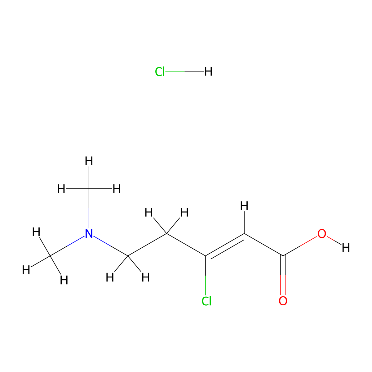 (2Z)-3-chloro-5-(dimethylamino)pent-2-enoic acid hydrochloride molecular structure, CAS 2361914-56-7