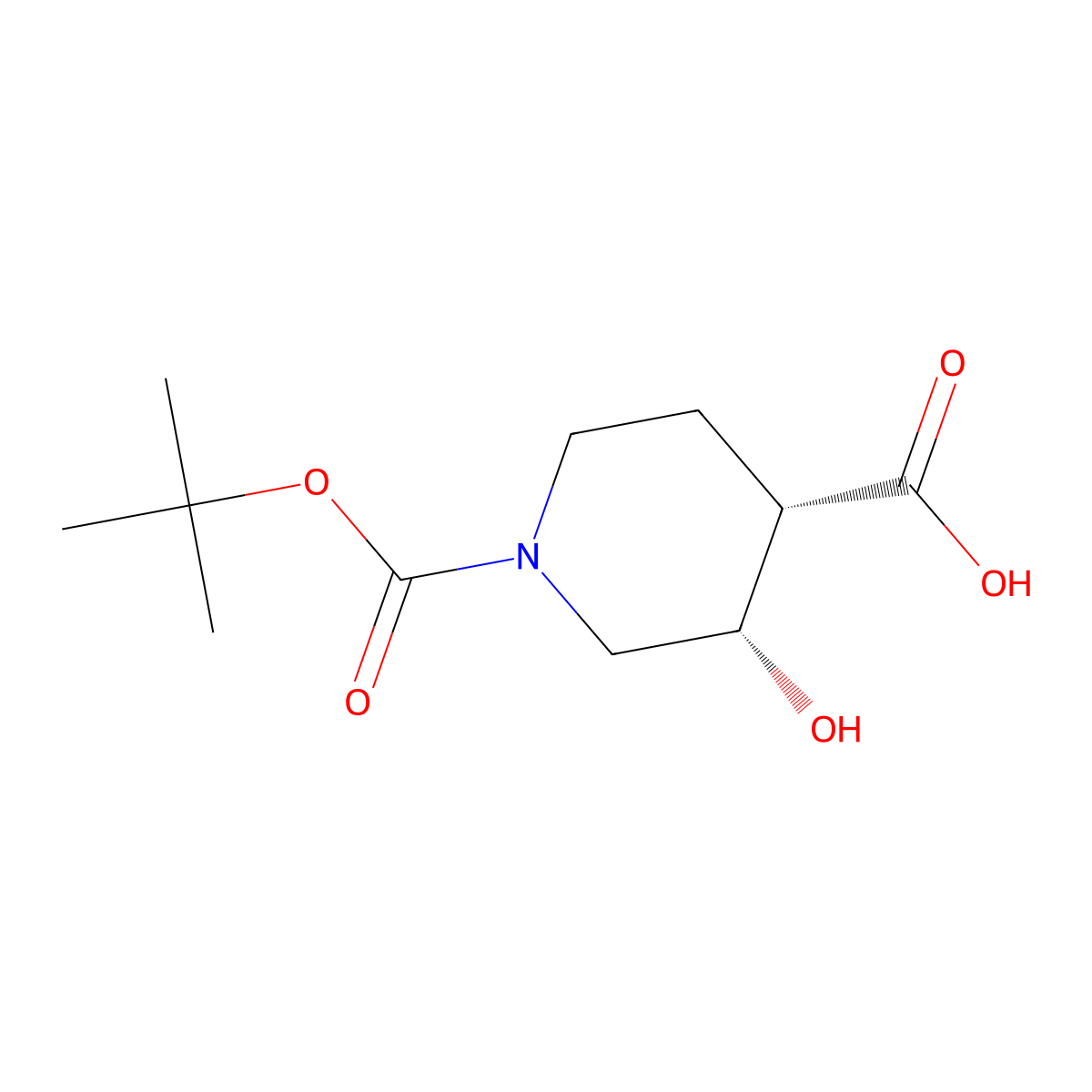(3S,4S)-1-(tert-Butoxycarbonyl)-3-hydroxypiperidine-4-carboxylic acid molecular structure, CAS 2361920-79-6