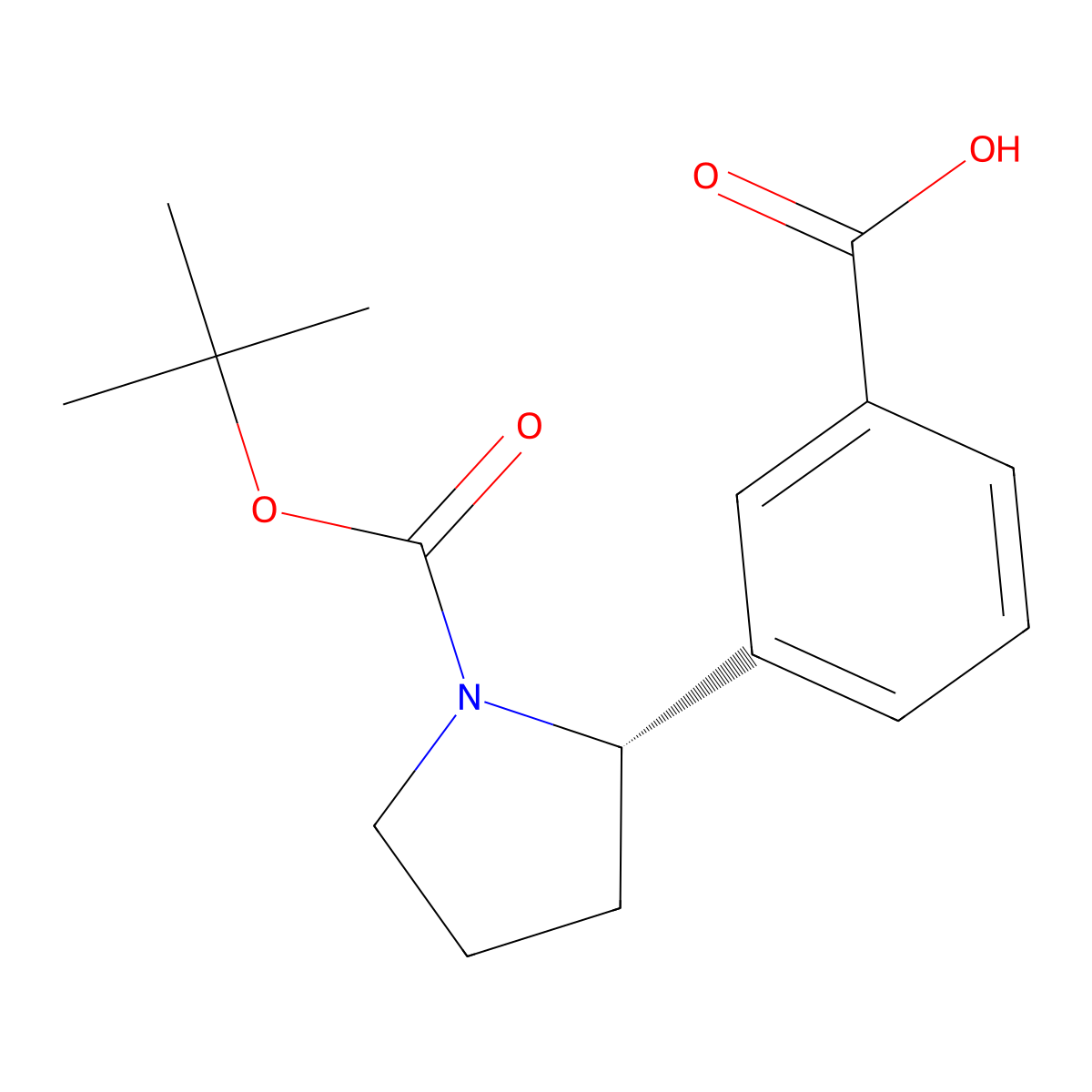 (s)-3-(1-(Tert-butoxycarbonyl)pyrrolidin-2-yl)benzoic acid molecular structure, CAS 2361921-32-4