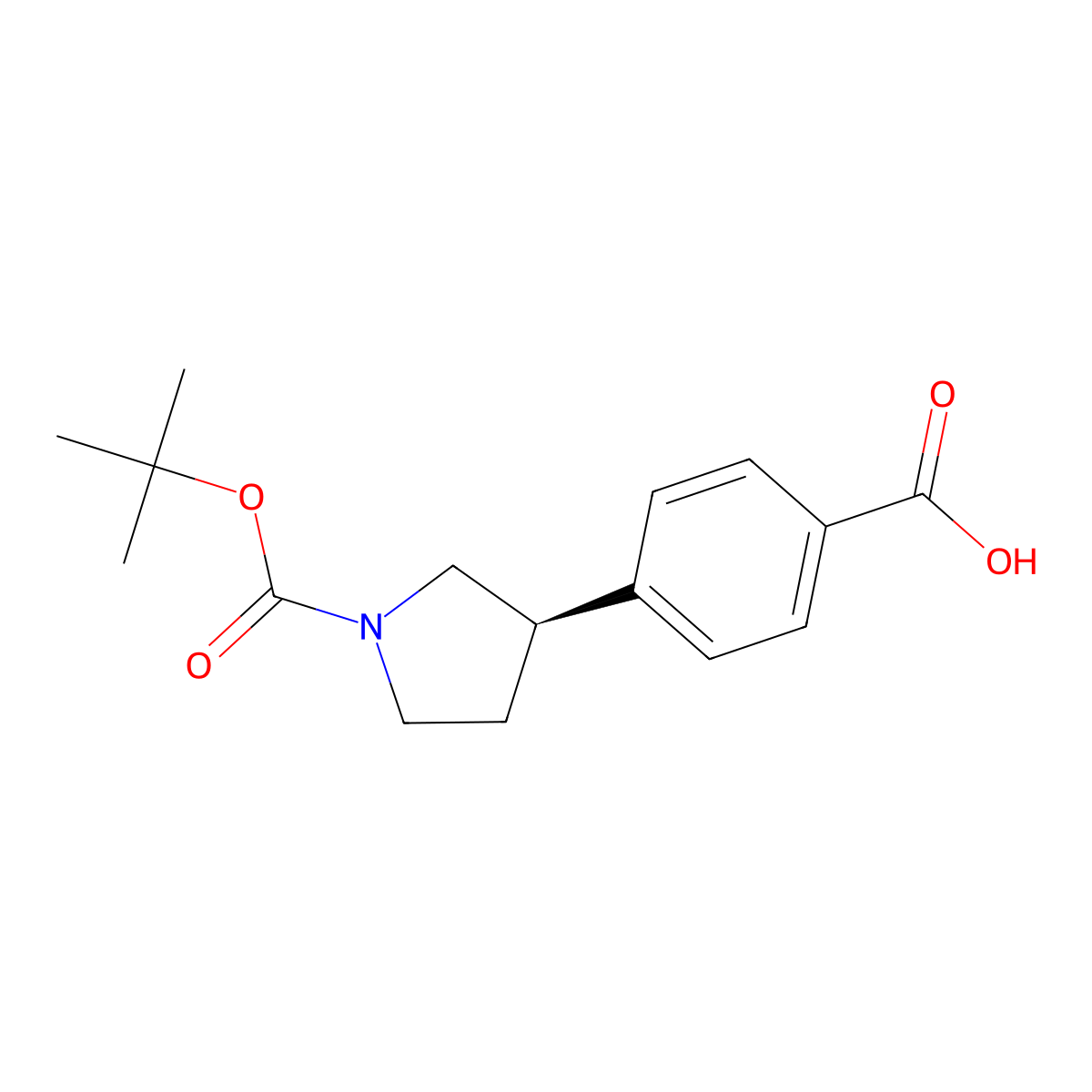 (r)-4-(1-(Tert-butoxycarbonyl)pyrrolidin-3-yl)benzoic acid molecular structure, CAS 2361922-71-4