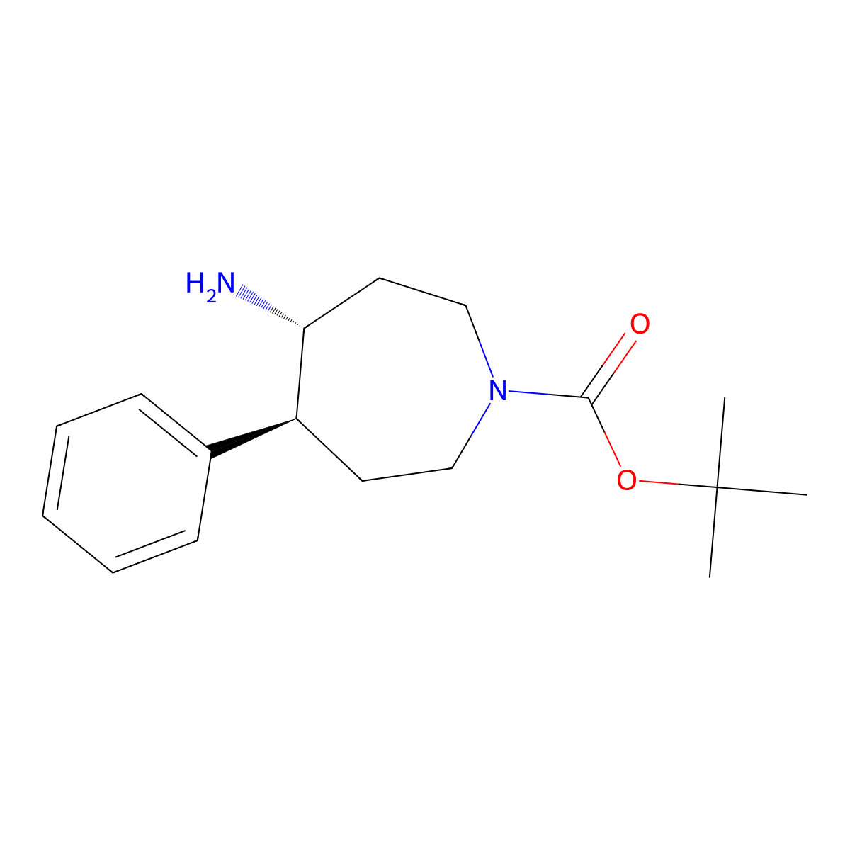 rac-tert-butyl (4R,5S)-4-amino-5-phenylazepane-1-carboxylate molecular structure, CAS 2361923-21-7