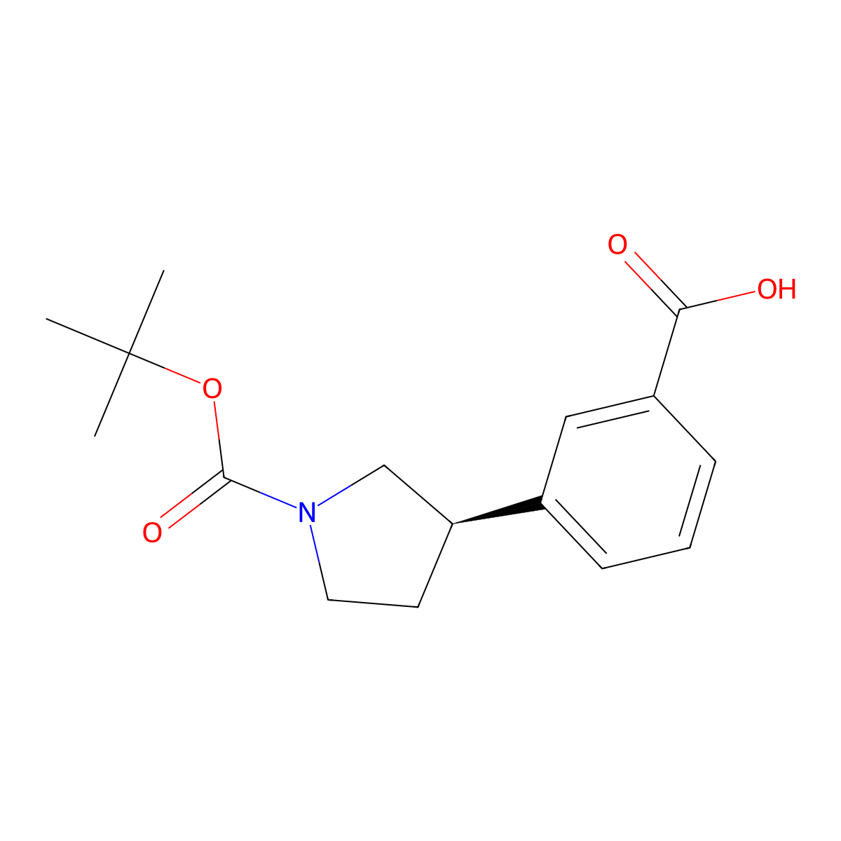 (r)-3-(1-(Tert-butoxycarbonyl)pyrrolidin-3-yl)benzoic acid molecular structure, CAS 2361923-54-6