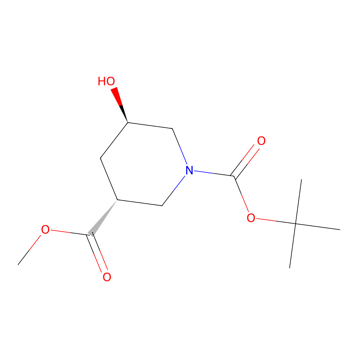 rac-1-tert-butyl 3-methyl (3R,5R)-5-hydroxypiperidine-1,3-dicarboxylate molecular structure, CAS 2361925-89-3
