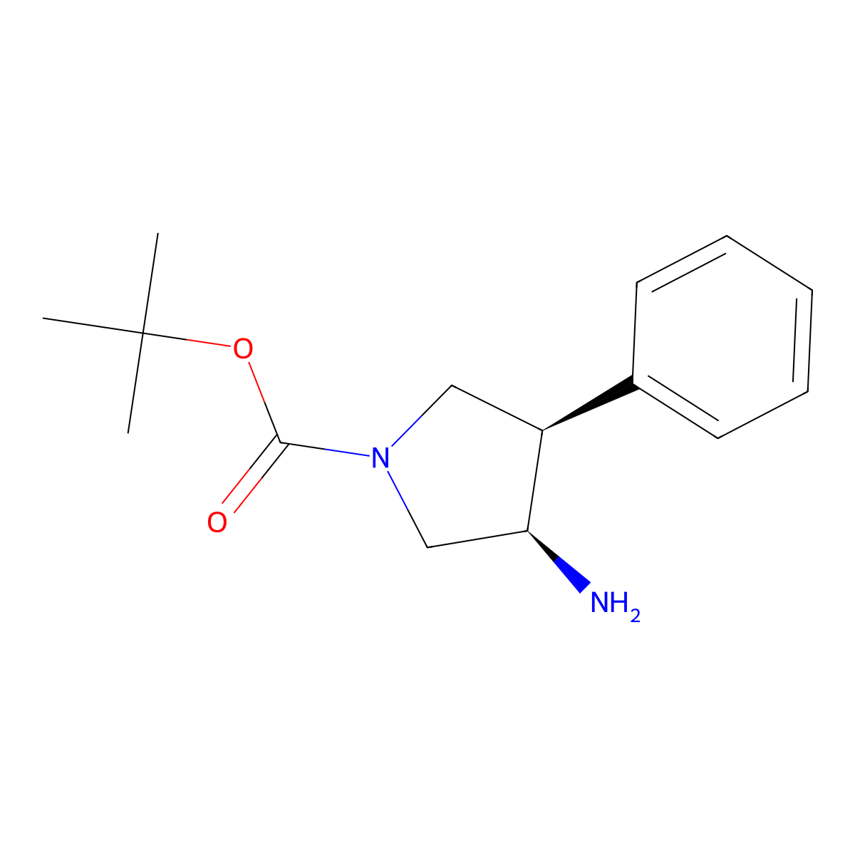 (3R,4R)-1-Boc-4-phenylpyrrolidin-3-amine molecular structure, CAS 2361926-15-8