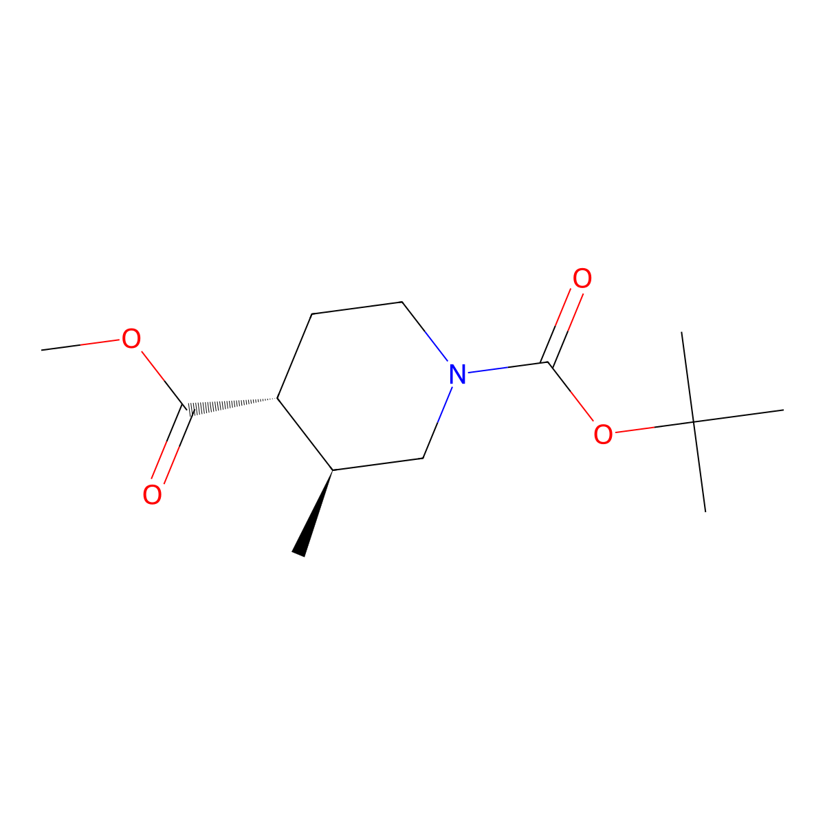 trans-1-Tert-butyl 4-methyl 3-methylpiperidine-1,4-dicarboxylate molecular structure, CAS 2361926-69-2