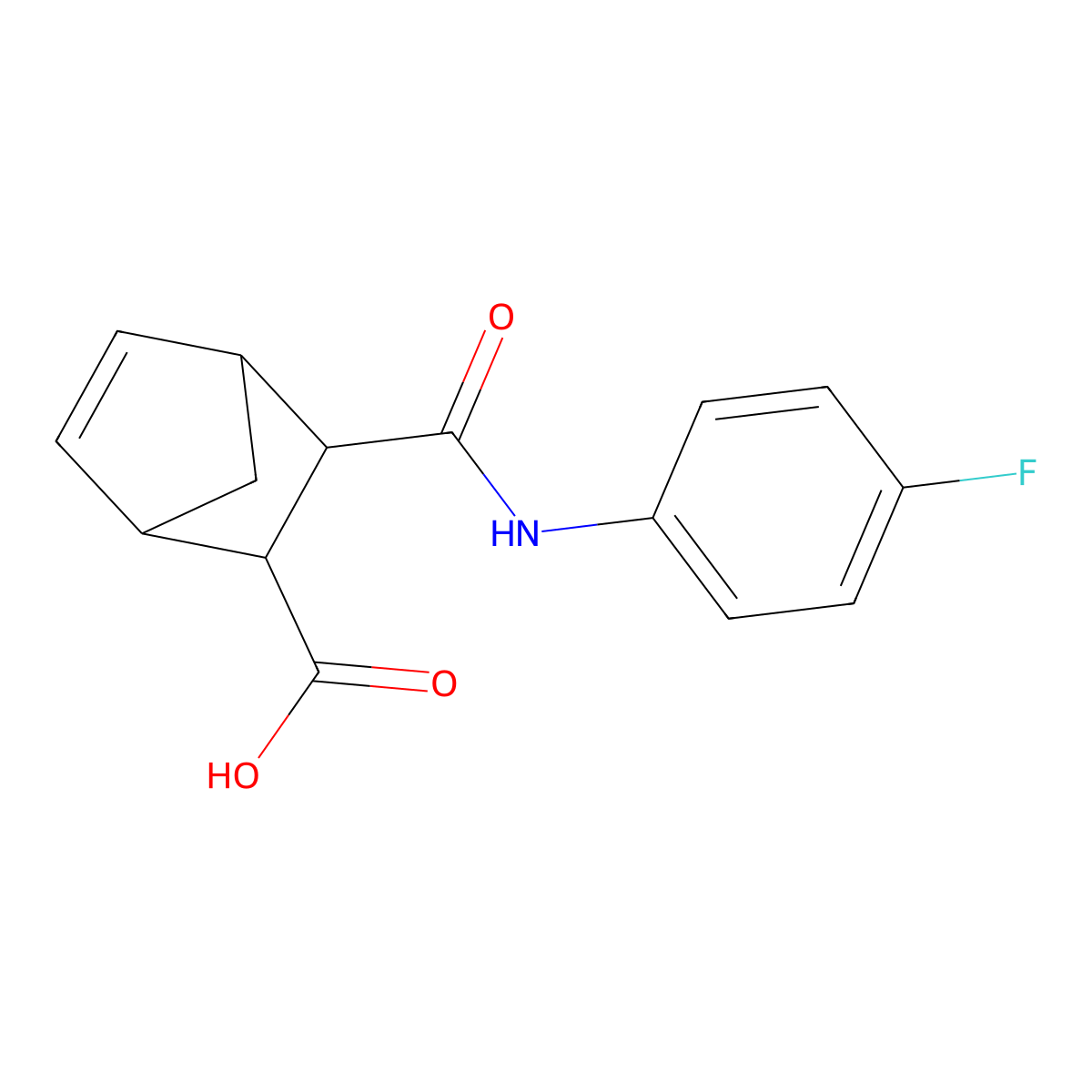 3-[(4-Fluorophenyl)carbamoyl]bicyclo[2.2.1]hept-5-ene-2-carboxylic acid molecular structure, CAS 2361929-92-0