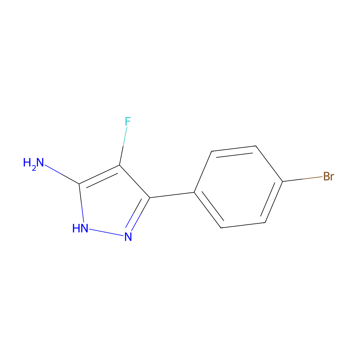 3-(4-bromophenyl)-4-fluoro-1H-pyrazol-5-amine molecular structure, CAS 2361935-49-9