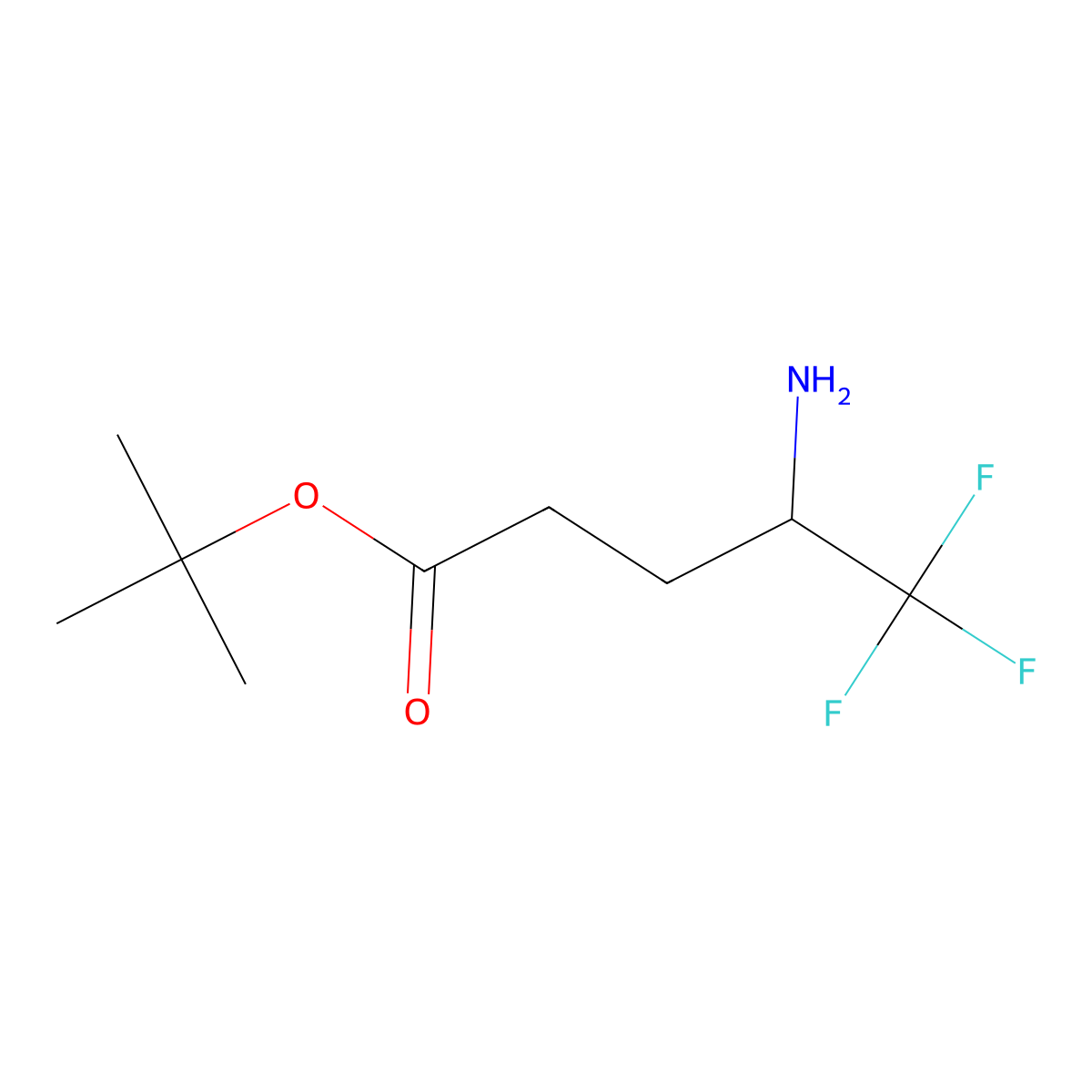 Tert-butyl 4-amino-5,5,5-trifluoropentanoate molecular structure, CAS 2361943-13-5