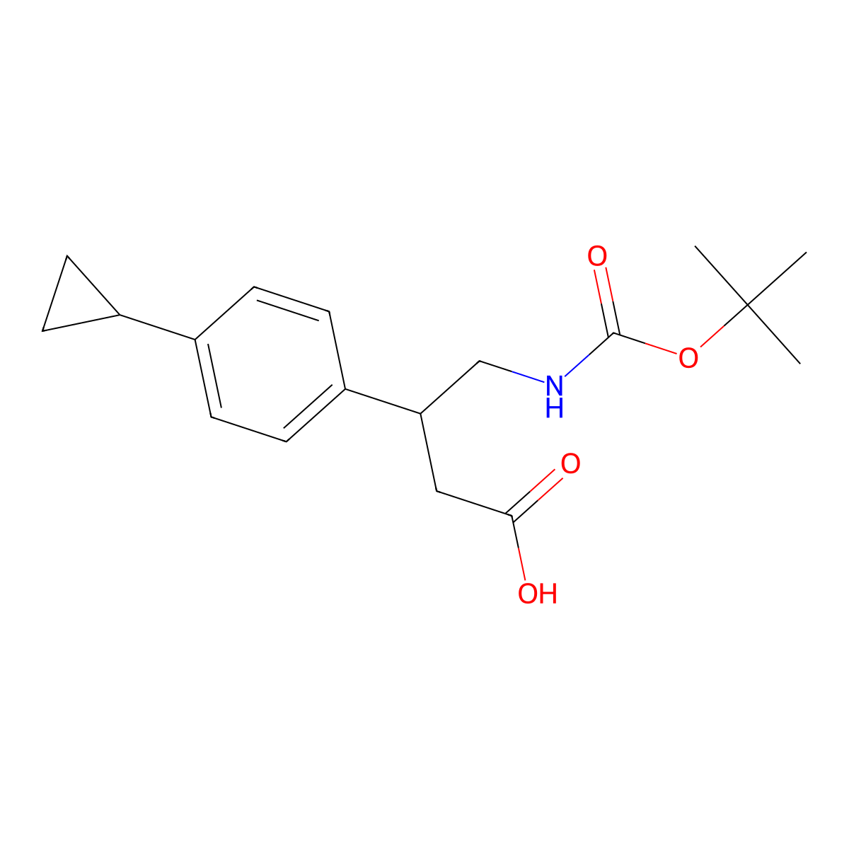 4-{[(Tert-butoxy)carbonyl]amino}-3-(4-cyclopropylphenyl)butanoic acid molecular structure, CAS 2361946-68-9