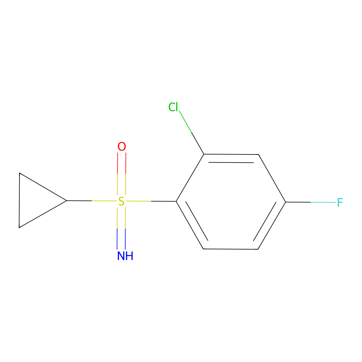 [(2-Chloro-4-fluorophenyl)(cyclopropyl)imino-lambda6-sulfanyl]one molecular structure, CAS 2361962-47-0