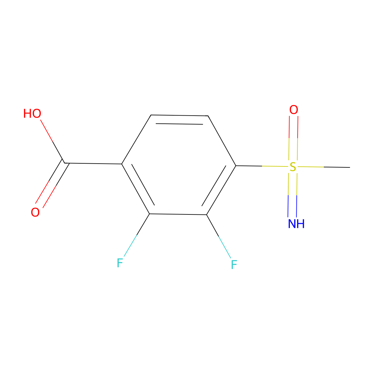 2,3-Difluoro-4-[imino(methyl)oxo-lambda6-sulfanyl]benzoic acid molecular structure, CAS 2361978-28-9