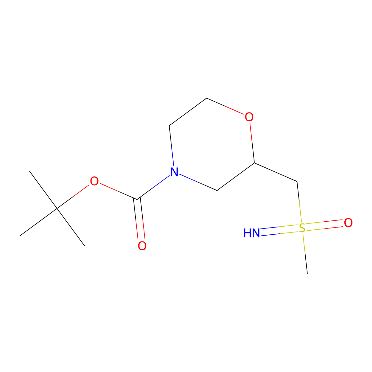Tert-butyl 2-{[imino(methyl)oxo-lambda6-sulfanyl]methyl}morpholine-4-carboxylate molecular structure, CAS 2361993-55-5