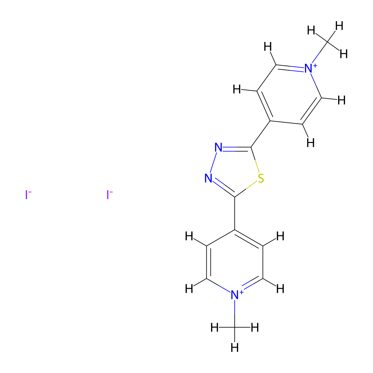 1-Methyl-4-[5-(1-methylpyridin-1-ium-4-yl)-1,3,4-thiadiazol-2-yl]pyridin-1-ium diiodide molecular structure, CAS 23622-28-8