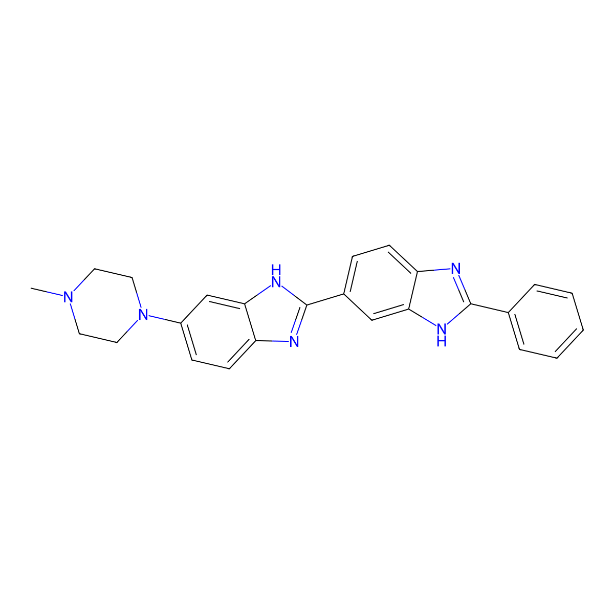 6-(4-methylpiperazin-1-yl)-2-(2-phenyl-3H-benzimidazol-5-yl)-1H-benzimidazole molecular structure, CAS 23623-08-7