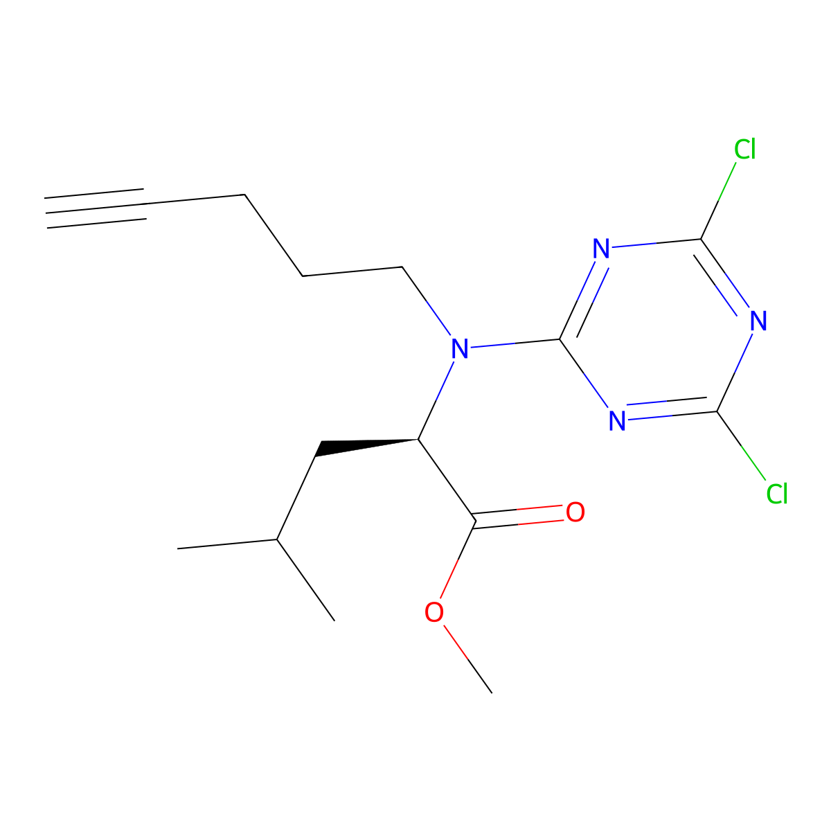 methyl (2R)-2-[(4,6-dichloro-1,3,5-triazin-2-yl)-pent-4-ynylamino]-4-methylpentanoate molecular structure, CAS 2362527-67-9