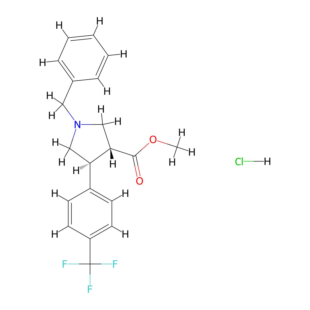 methyl (3R,4S)-1-benzyl-4-[4-(trifluoromethyl)phenyl]pyrrolidine-3-carboxylate;hydrochloride molecular structure, CAS 2362539-88-4