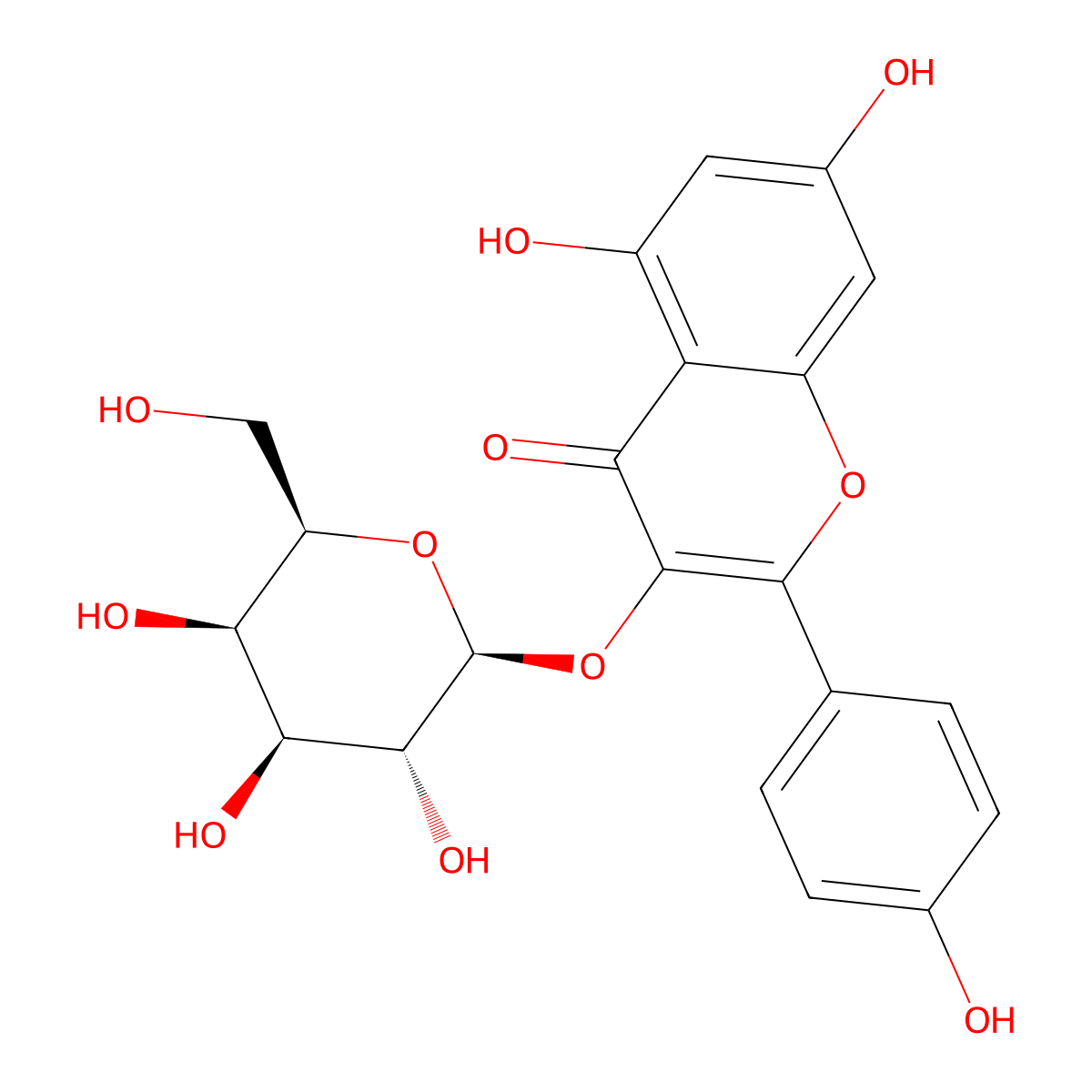 Kaempferol 3-O-galactoside molecular structure, CAS 23627-87-4