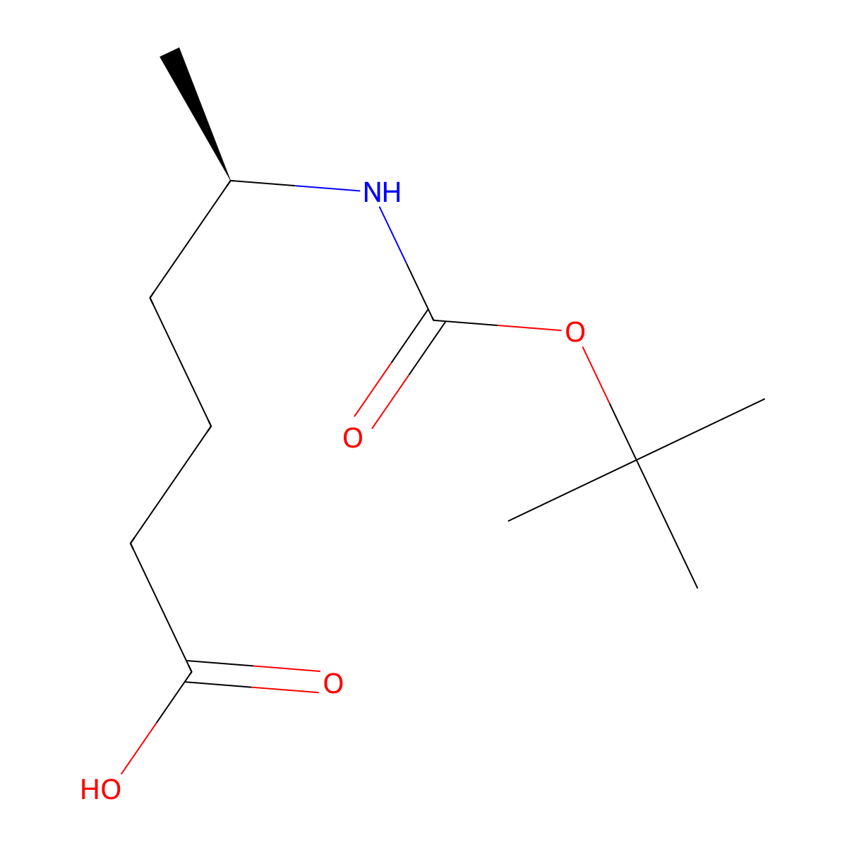 (5R)-5-{[(tert-butoxy)carbonyl]amino}hexanoic acid molecular structure, CAS 2363053-69-2