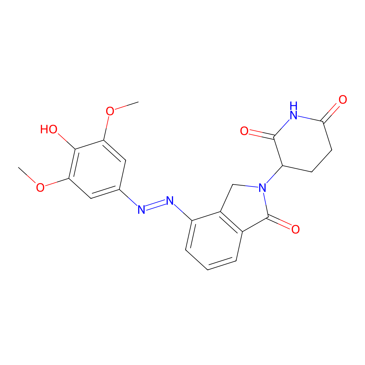 3-{4-[2-(4-hydroxy-3,5-dimethoxyphenyl)diazen-1-yl]-1-oxo-2,3-dihydro-1H-isoindol-2-yl}piperidine-2,6-dione molecular structure, CAS 2363155-67-1