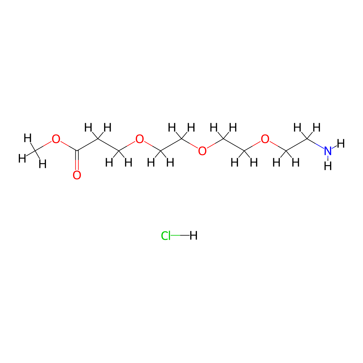 Methyl 3-(2-(2-(2-aminoethoxy)ethoxy)ethoxy)propanoate hydrochloride molecular structure, CAS 2363165-14-2