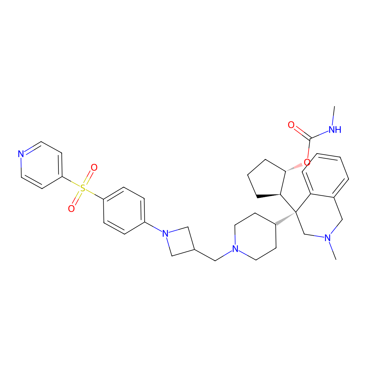 [(1S,2R)-2-[(4S)-2-methyl-4-[1-[[1-(4-pyridin-4-ylsulfonylphenyl)azetidin-3-yl]methyl]piperidin-4-yl]-1,3-dihydroisoquinolin-4-yl]cyclopentyl] N-methylcarbamate molecular structure, CAS 2363165-42-6