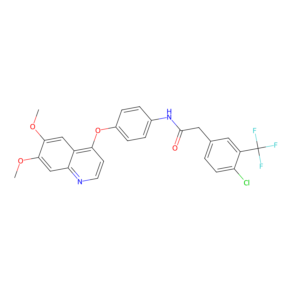 2-(4-Chloro-3-(trifluoromethyl)phenyl)-N-(4-((6,7-dimethoxyquinolin-4-yl)oxy)phenyl)acetamide molecular structure, CAS 2363169-01-9