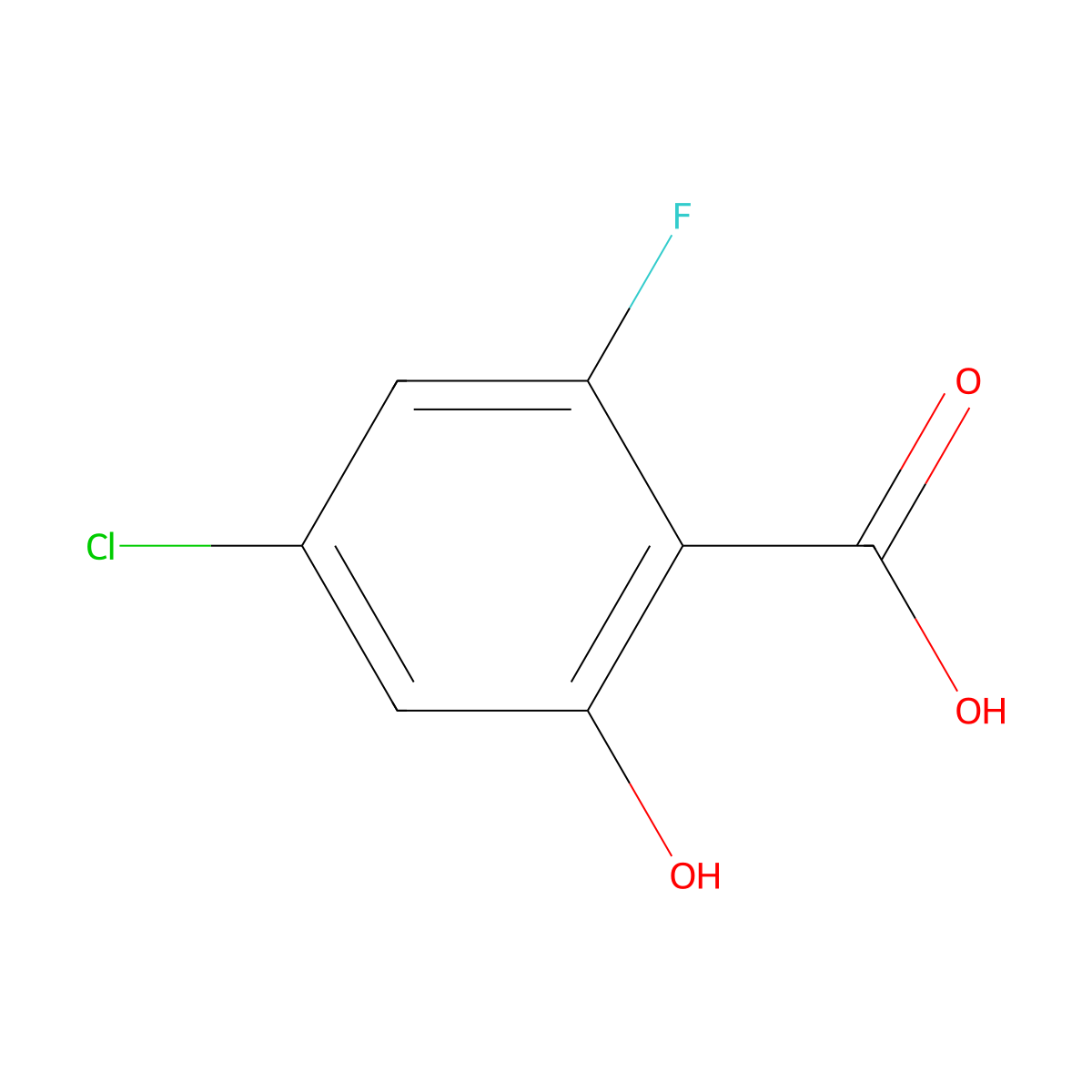 4-Chloro-2-fluoro-6-hydroxybenzoic acid molecular structure, CAS 2363171-74-6