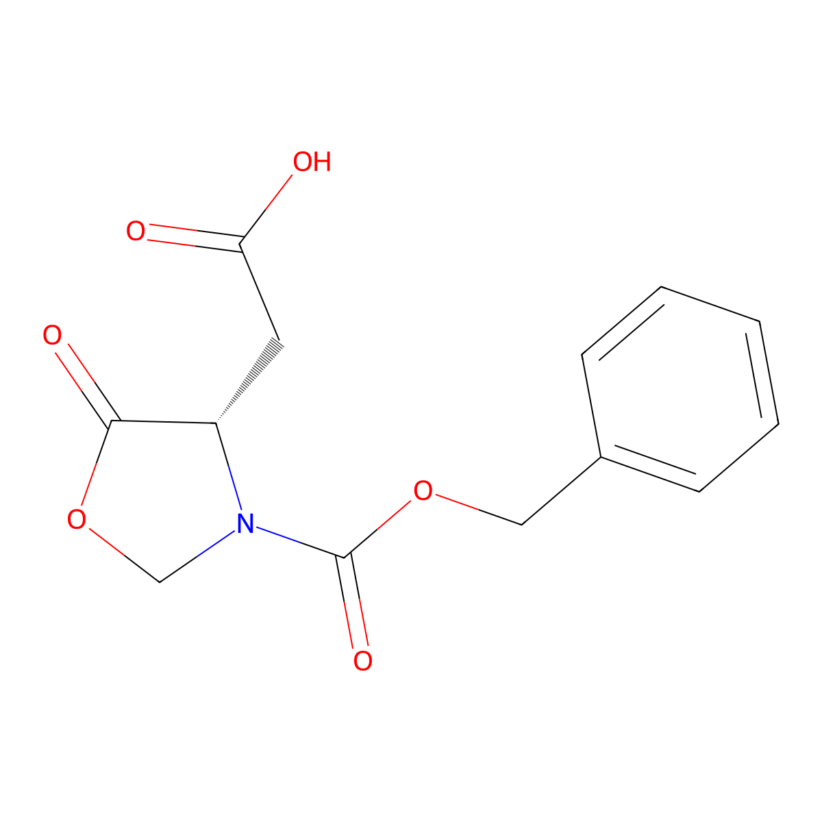 (S)-(+)-3-(Benzyloxycarbonyl)-5-oxo-4-oxazolidineacetic acid molecular structure, CAS 23632-66-8