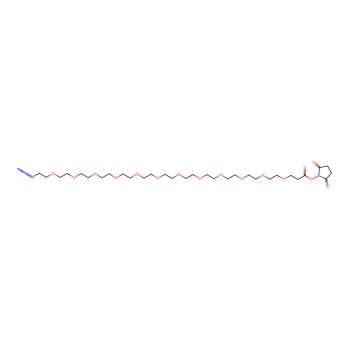 (2,5-Dioxopyrrolidin-1-yl) 3-(2-(2-(2-(2-(2-(2-(2-(2-(2-(2-(2-(2-azidoethoxy)ethoxy)ethoxy)ethoxy)ethoxy)ethoxy)ethoxy)ethoxy)ethoxy)ethoxy)ethoxy)ethoxy)propanoate molecular structure, CAS 2363756-50-5