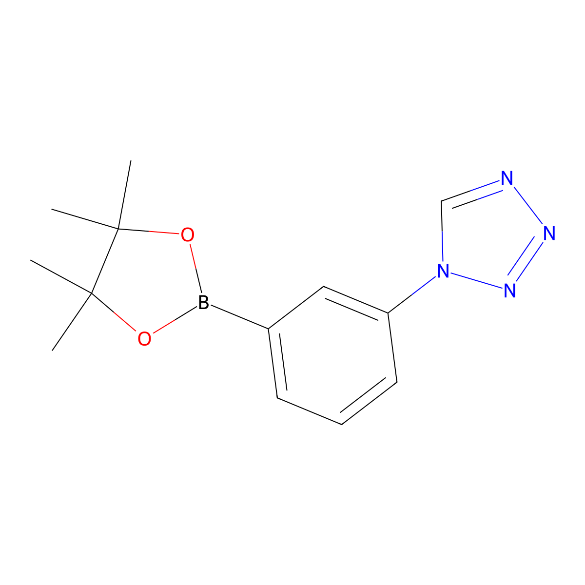 1-(3-(tetramethyl-1,3,2-dioxaborolan-2-yl)phenyl)-1H-1,2,3,4-tetrazole molecular structure, CAS 2363756-65-2