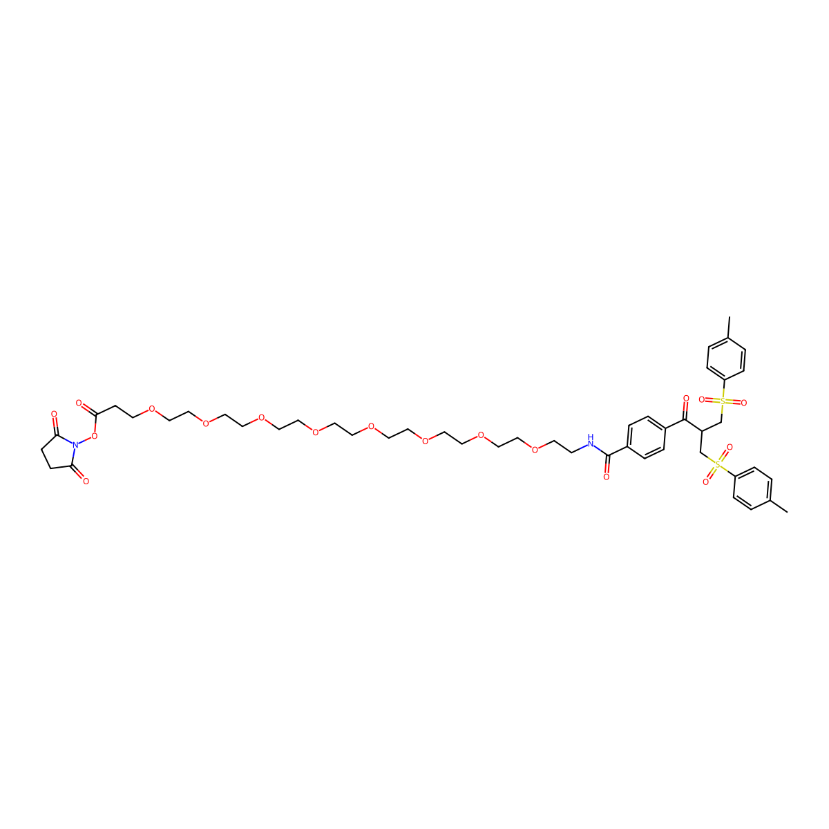 Bis-sulfone-PEG8-NHS Ester molecular structure, CAS 2363757-66-6
