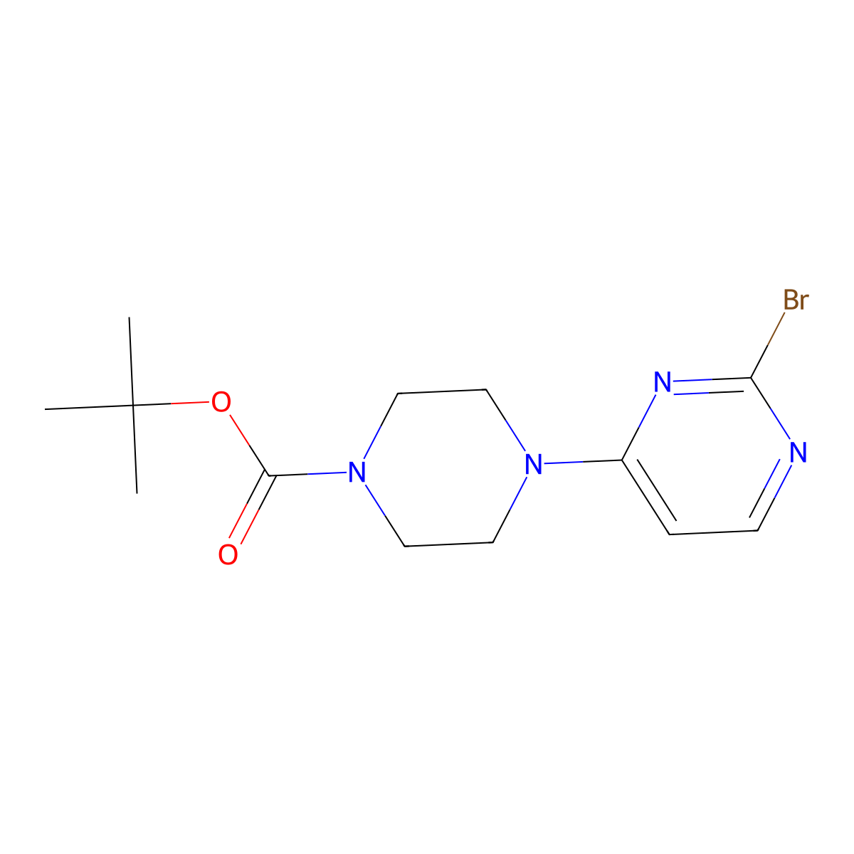 Tert-butyl 4-(2-bromopyrimidin-4-yl)piperazine-1-carboxylate molecular structure, CAS 2363782-51-6