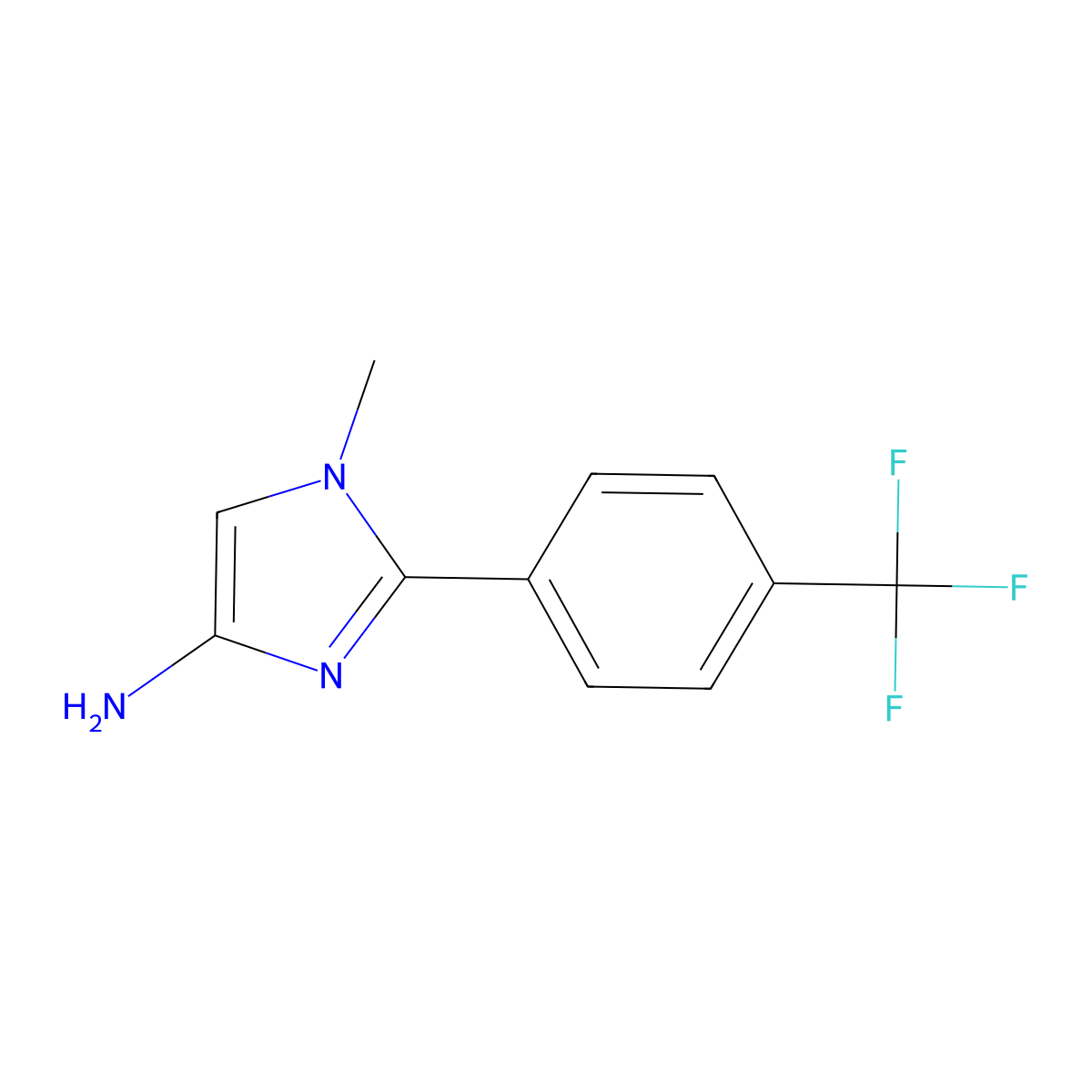 1-methyl-2-(4-(trifluoromethyl)phenyl)-1H-imidazol-4-amine molecular structure, CAS 2363783-33-7