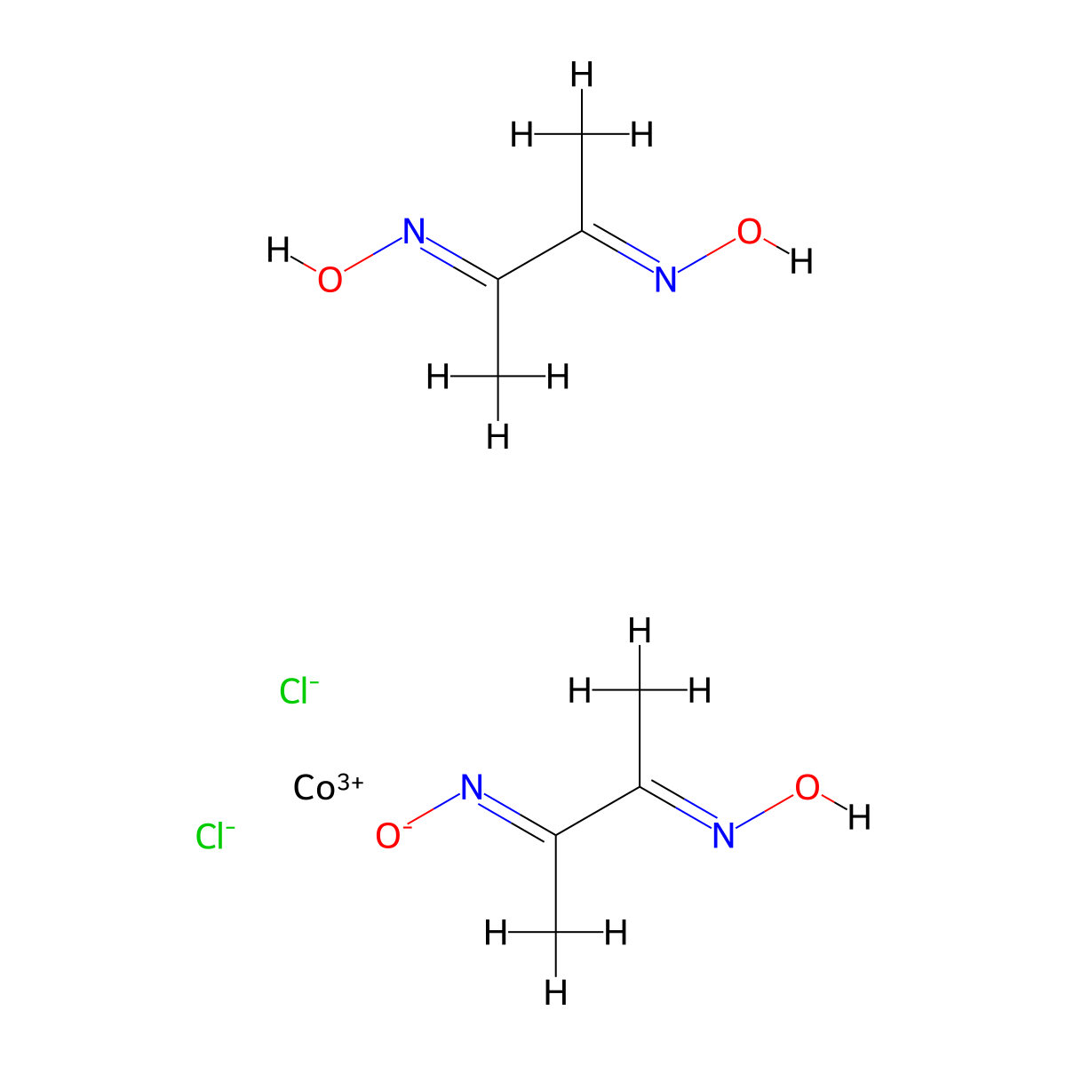 Dichloro(dimethylglyoxime)(dimethylglyoximato)cobalt(III) molecular structure, CAS 23638-66-6