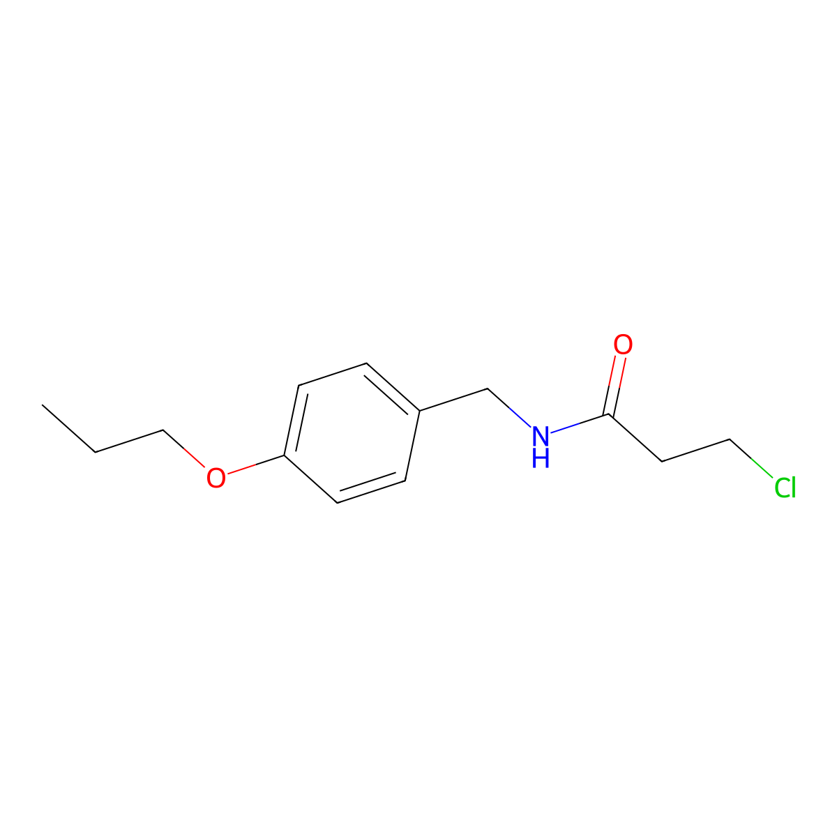 3-chloro-N-(4-propoxybenzyl)propanamide molecular structure, CAS 2364-78-5