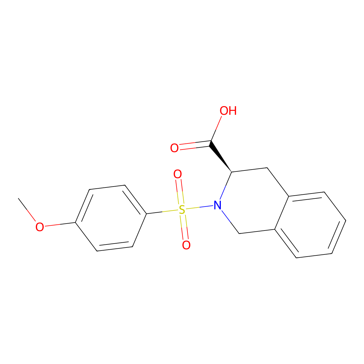 (3R)-1,2,3,4-Tetrahydro-2-[(4-methoxyphenyl)sulfonyl]-3-isoquinolinecarboxylic Acid molecular structure, CAS 236403-32-0