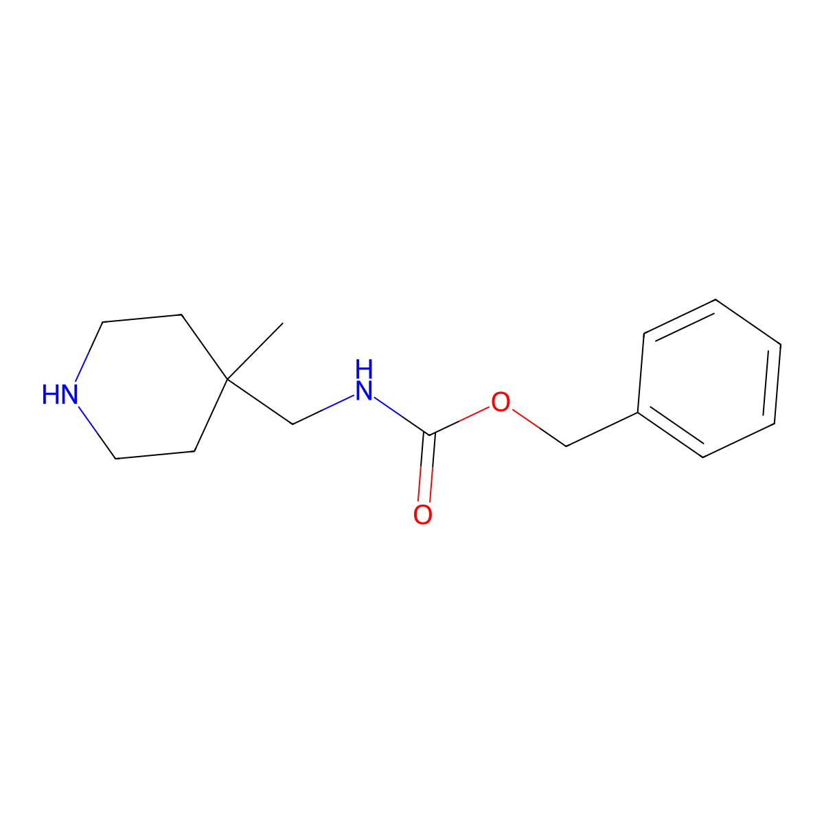 Benzyl ((4-methylpiperidin-4-yl)methyl)carbamate molecular structure, CAS 236406-24-9